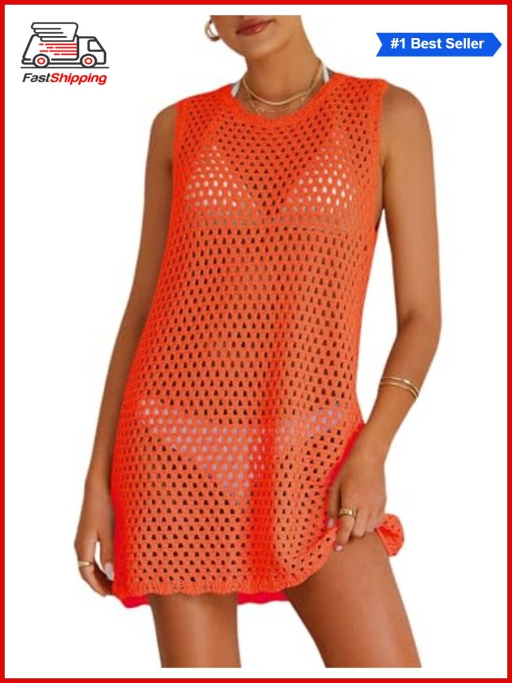 ✨ Womens Sleeveless Knit Beach Swimsuit Cover Up Summer Bathing Suit Coverup